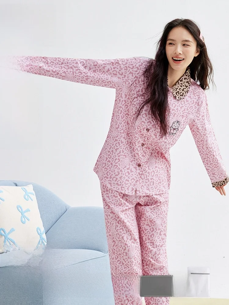 lace-cotton-nightgown-women's-autumn-cool-sweet-home-clothes-bear-embroidery-high-end-feeling-ladies-sleepwear-set