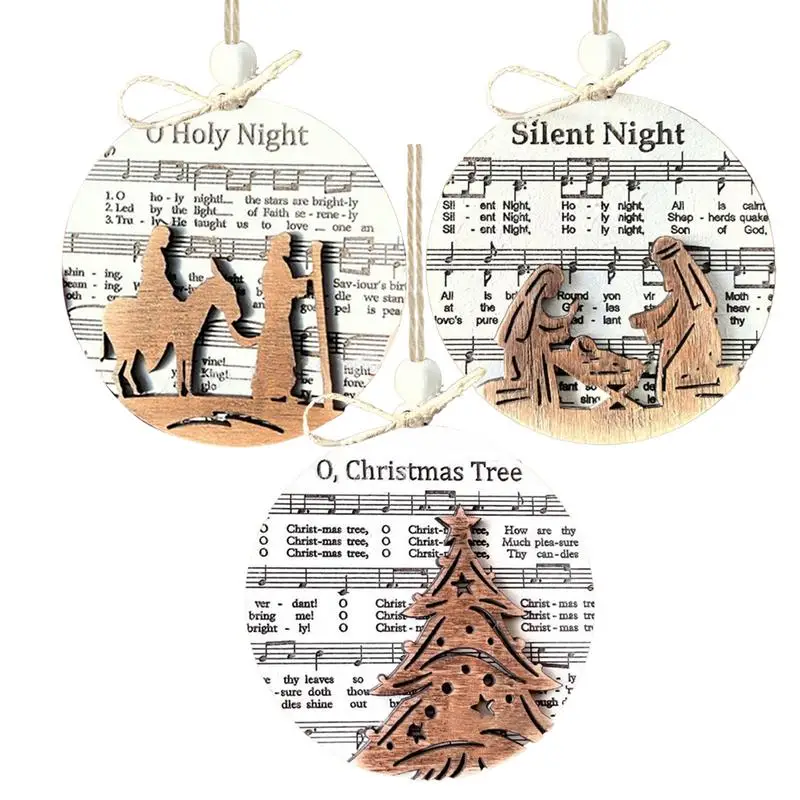 

Wooden Music Sheet Nativity Ornament Wooden Christian Religious Pendant Wooden Nativity Christmas Ornament Wooden Christian