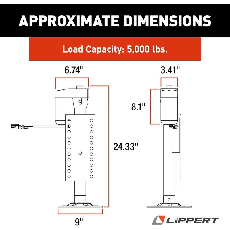 Ground Control 3.0 Automatic 5th Wheel RV Leveling System Rear Hall Effect Jack for Right Leg Replacement with 5,000-lb. Load Ca