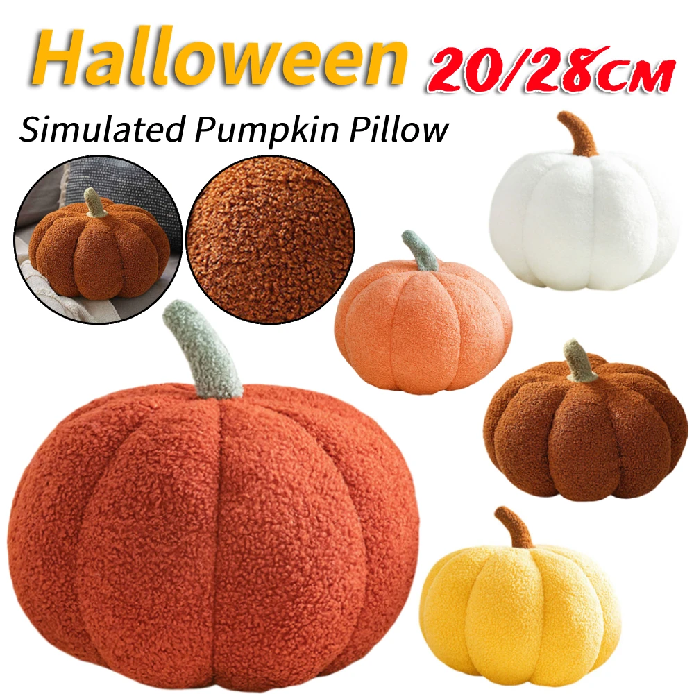 28/20 cm Halloween Simuliertes Kürbiskissen 3D Kürbisförmiges Gefülltes Wurfkissen für Thanksgiving Halloween Schlafzimmer Sofa Dekor