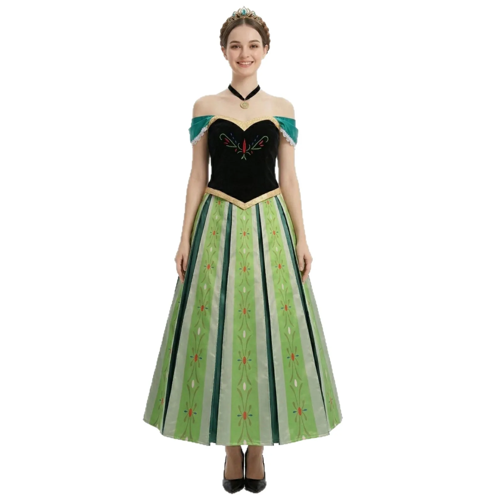 

Anna Princess Coronation Dress Cosplay Fairy Tale Costume Halloween Outfit Princess Role-playing Women's Dress