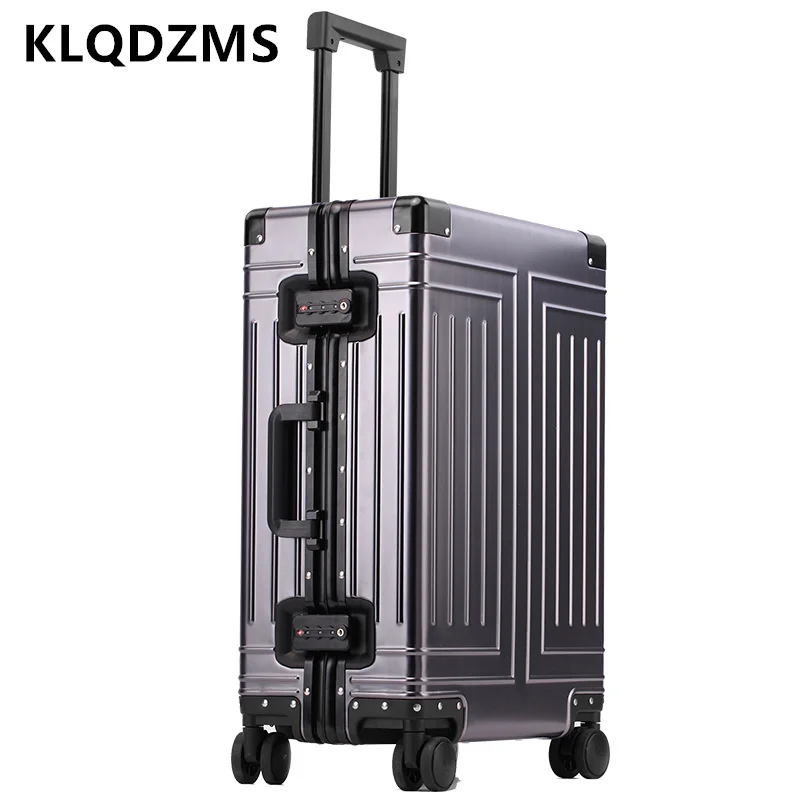 

KLQDZMS 20''24''26''29 Inch Luggage on Wheels Business Trolley Case Full Aluminum Magnesium Alloy Boarding Box Inch Suitcase