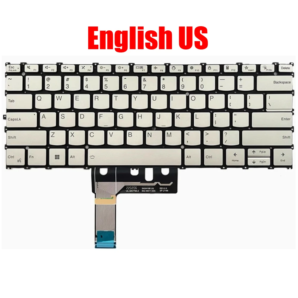 

Laptop Keyboard For Lenovo Yoga Slim 9 14IAP7 82T0 82T1 English US With Backlit Gold New