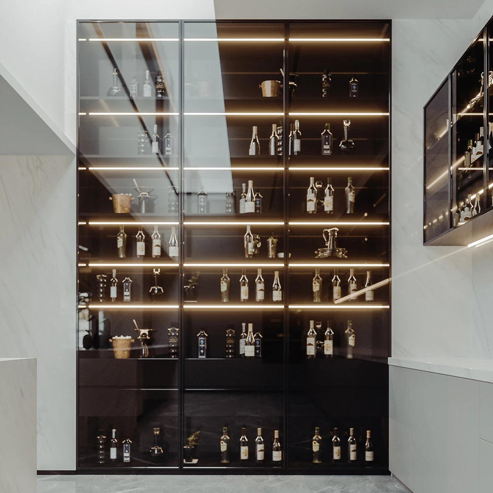 Solid Wood Wine Rack, Plywood Liquor Bar Cabinet, Glass Display, Living Room Entry, Stylish Narrow Design, 6-Bottle Storage