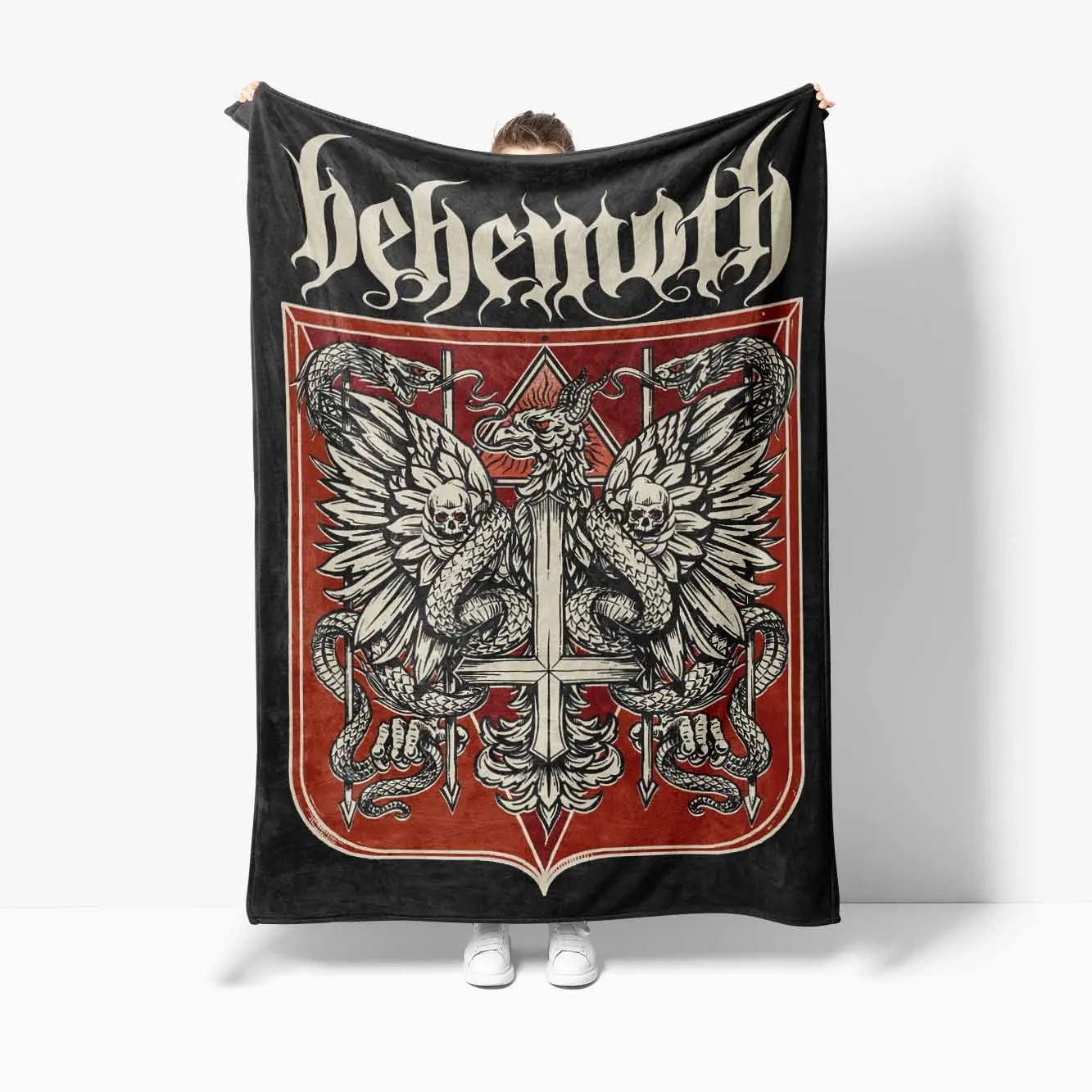 b-Behemoths Heavy Rock Printed Flannel Blanket Family Bedroom Bed Sheet Outdoor Car Travel Camping Picnic Plush Sleeping Blanket