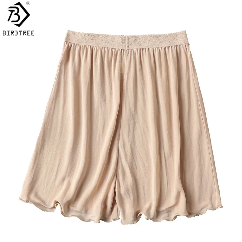 Birdtree, 100% Real Silk Safety Shorts, Women Breathable Anti-Exposure Insurance Pants, Bottoming Panties, 2026 New A62415JF