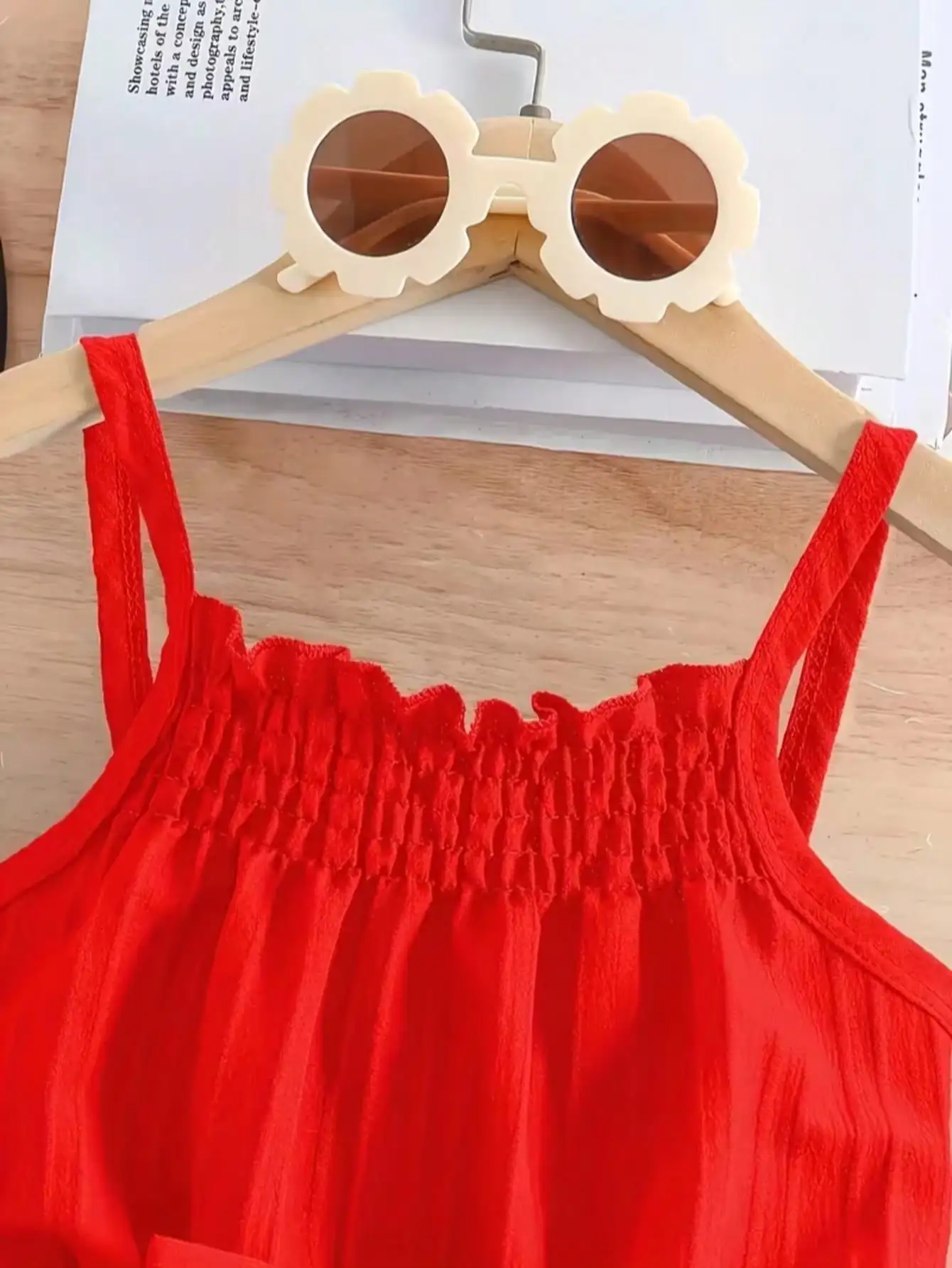 Lässiger, eleganter Overall für Kinder mit Rundhalsausschnitt, Trägern, einfarbig, mit Schleife an der Taille, Shorts, bequeme Passform, Kinderoutfit – Detail 6