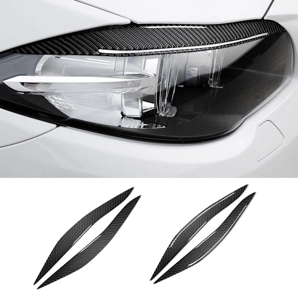 

2pcs 3D Carbon Fiber Car Headlights Eyebrows Eyelids Stickers For Bmw F10 5 Series 2010-2016 Auto Headlights Eyebrows Decor