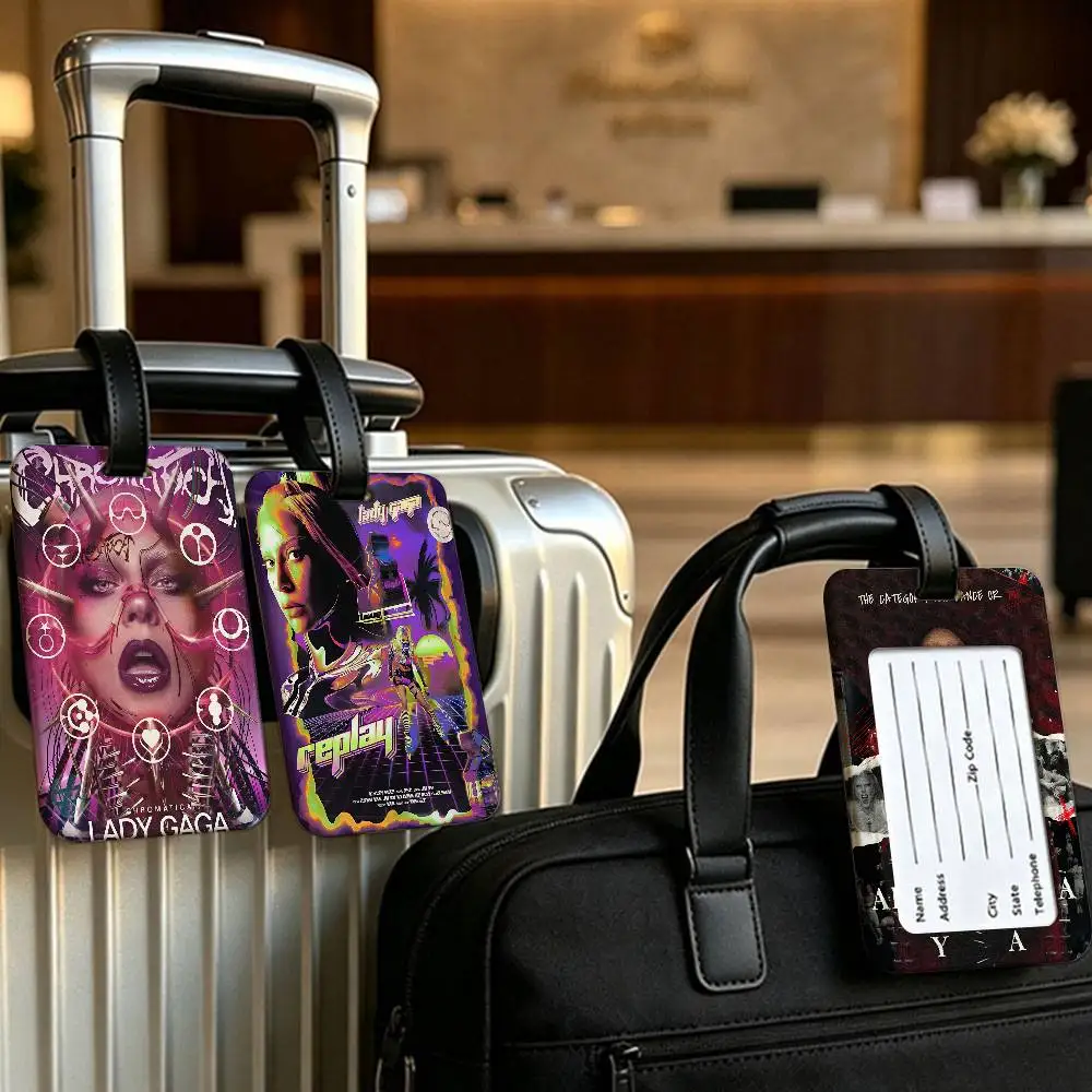 female pop singer L-LadyGaga Anti lost Travel Luggage Tag PVC ID Information Card Holder Baggage Name Label For Outdoor Trip
