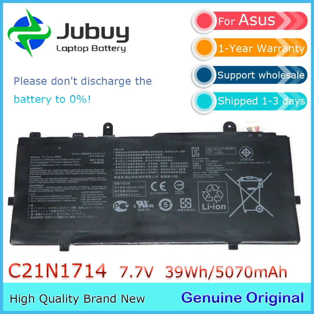 C21N1714 7.7V 5065mAh Original Laptop Battery for Asus VivoBook Flip TP401 TP401CA TP401N TP401NA 0B200-02740000