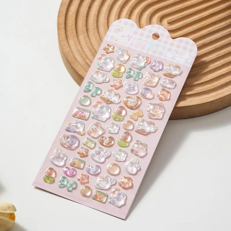 3D Relief Crystal Stickers - Cute Cartoon Decals for Kids Reward Toys, Waterproof Phone Case DIY Kawaii Decor Gift Presents