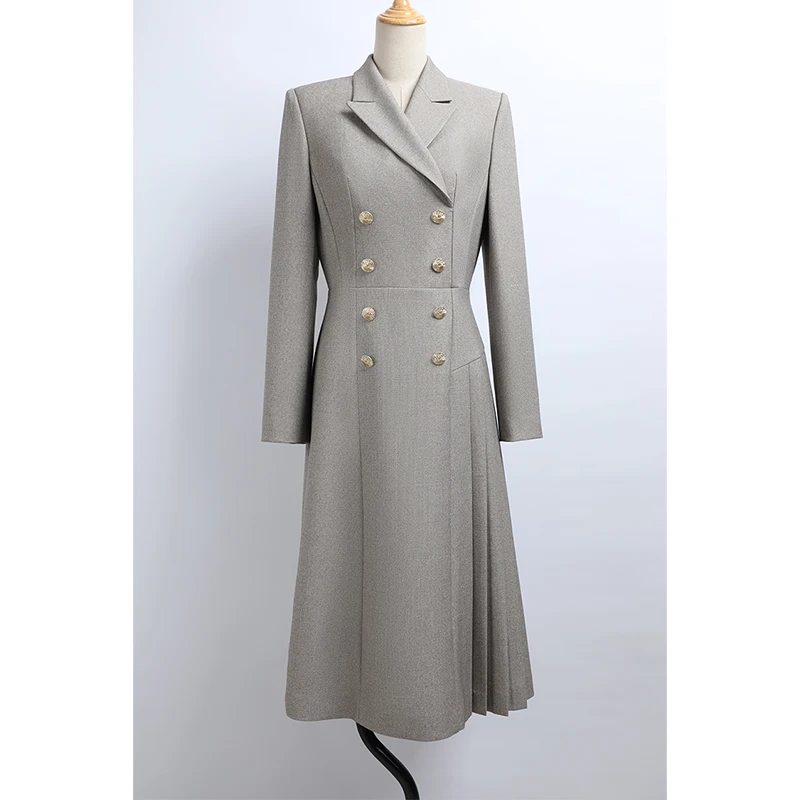 

Awei Clothing Autumn New Sle Women's Slimming Long Sve Suit Collar Commute Dr Soft Polyester Fiber Fitted A-Line Skirt
