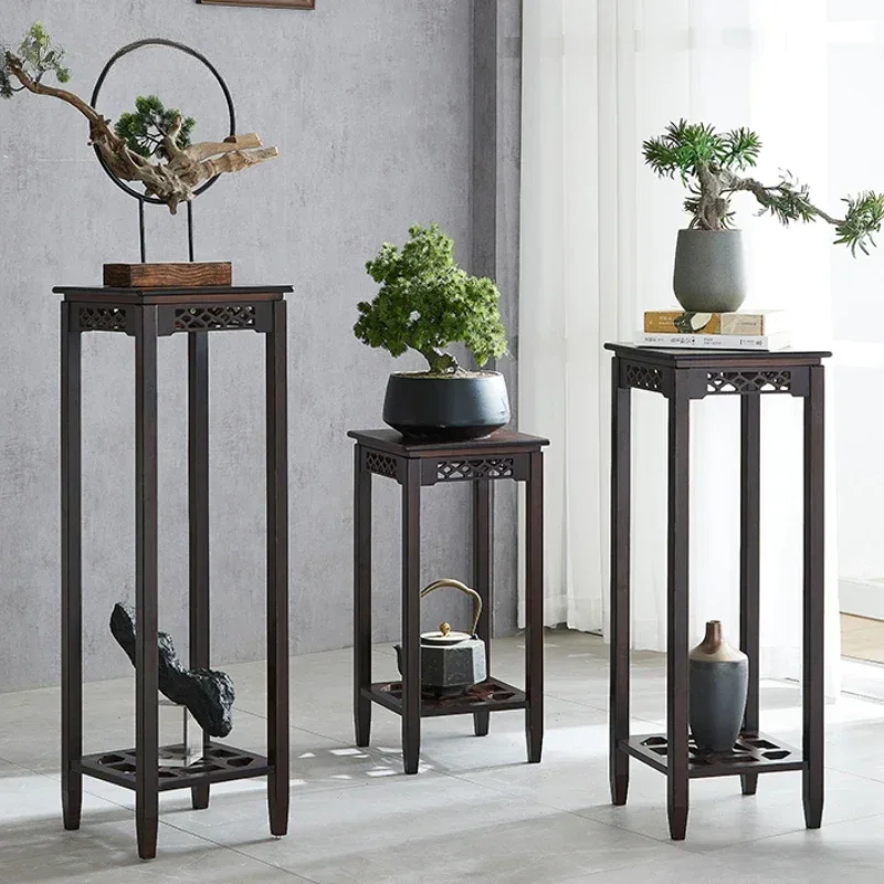 

For Chinese Style Plant Shelf - Retro Bamboo Flower Stand, Elegant Chlorophytum Storage Holder, Living Room Floor Organizer