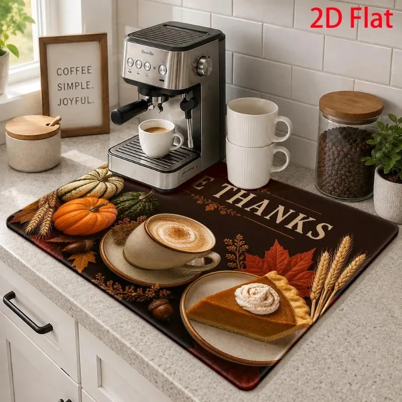 Dish Drainer Cushion Delicious Pumpkin Pie Wheat Desktop Protection Thanksgiving Sweet Food Pad
