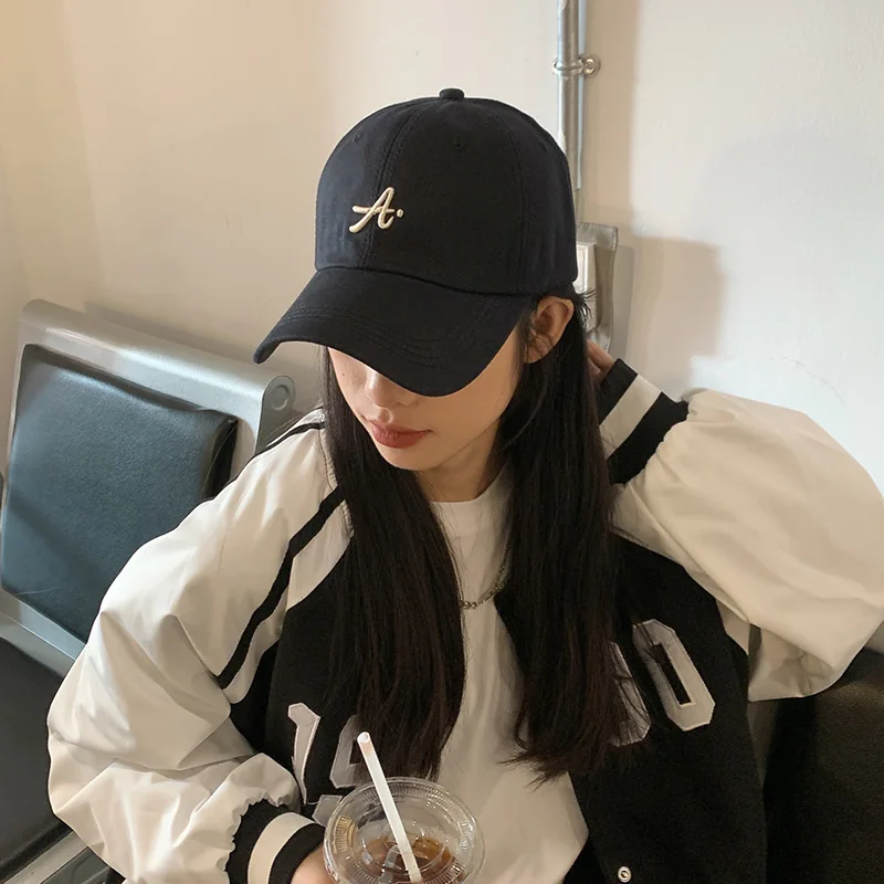 Retro street three-dimensional letter embroidered baseball hat,big head circumference duckbill cap for men and women, adjustable