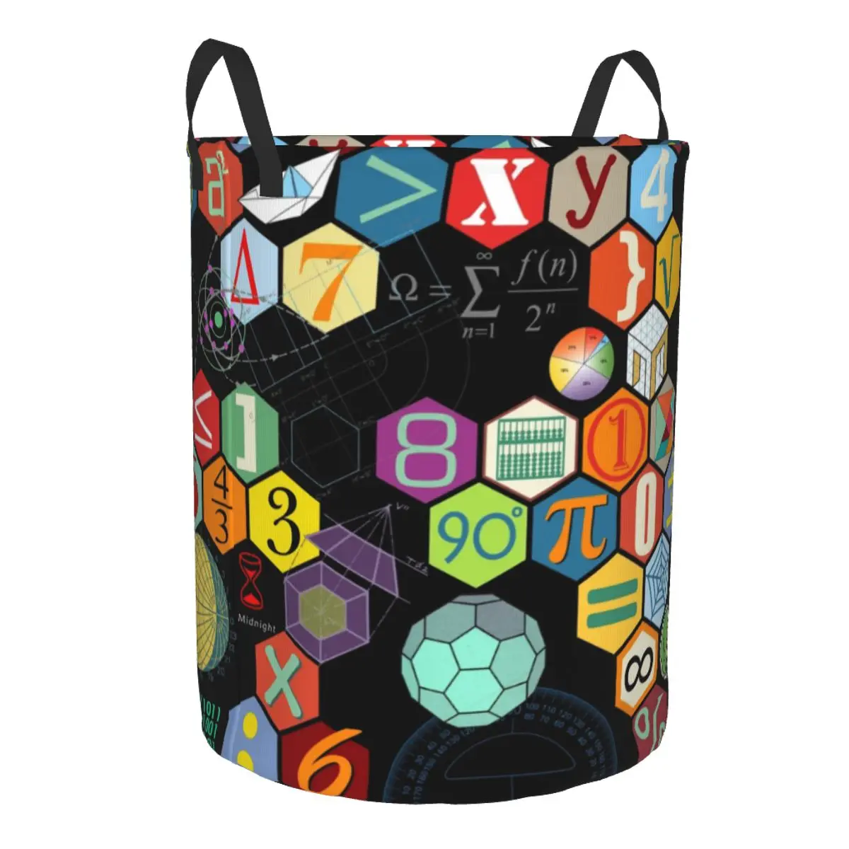 Custom Math Symbol Laundry Basket Collapsible Large Clothing Storage Bin Science Mathematics Teacher Gift Baby Hamper