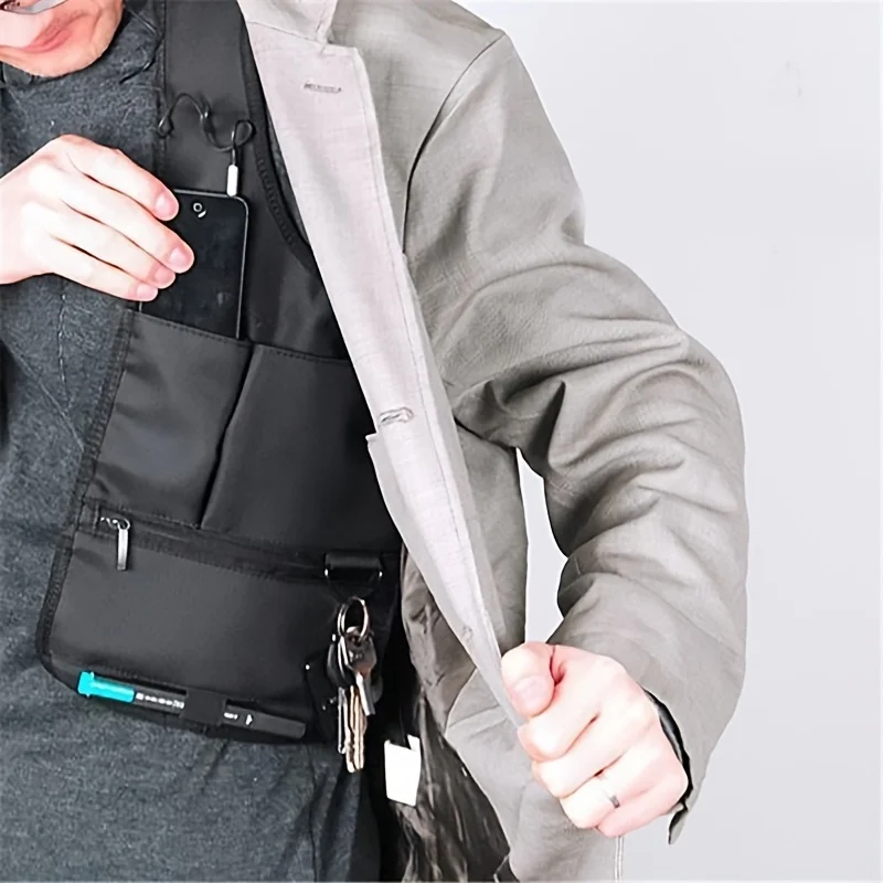 1pc Anti-Pry Organizer Hidden Underarm Bag Inspector Leather Case Tablet Card Holder Wallet Men\'s Chest Bag Shoulder Bag