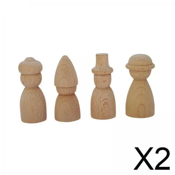 2 × 4 × شخصيات خشبية غير مطلية لتزيين الألعاب للأطفال الصغار #1