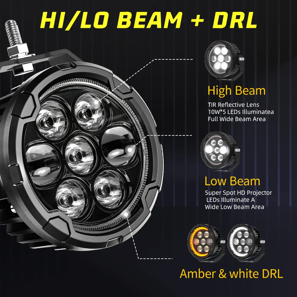 HL Motorcycle LED Driving Lights 4.5