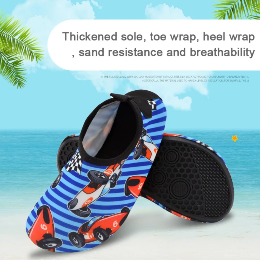 Children Beach Shoes Baby Soft Cartoon Fish Print Cute Anti-slip Snorkeling Swim Shoes Kids Home Barefoot Kids Slippers 3-9Y