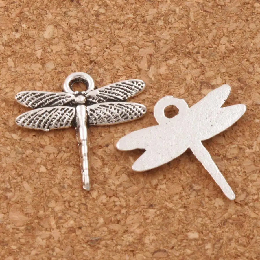 50pcs Airfoil Flying Dragonfly Charm Beads Pendants 16.6x16.2mm Zinc Alloy Fit Bracelets Necklace Earrings L968