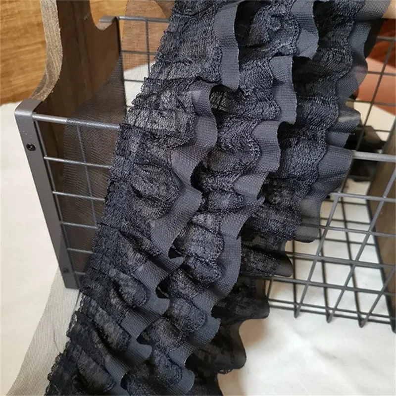11CM Szeroki Luksusowy Biały Czarny Trzywarstwowa Koronkowa Wstążka Bawełniane Haftowane Kwiaty Falbana Do Sukienki DIY Szycie Ubrań