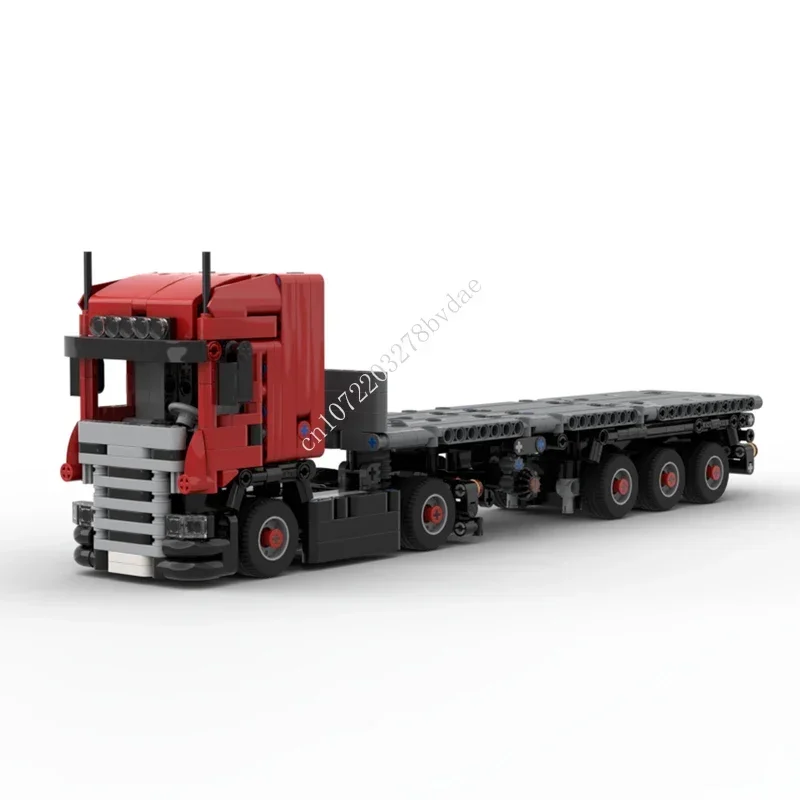 

812PCS High-Tech MOC Mini Scaniaes R420 with steering trailer Model Building Blocks Technical Bricks Creative Assembly Toys Gift