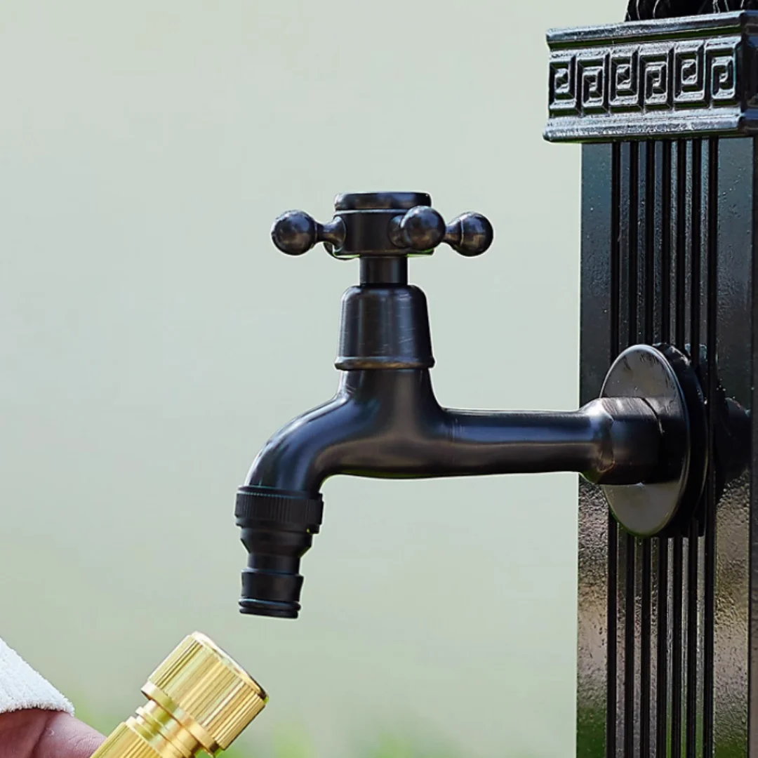 Tuqiu Washing Machince Faucet Garden Bibcocks Tap Black Oil Brass Dragon Carved Washing Machine Faucet Outdoor Faucet Cold Tap