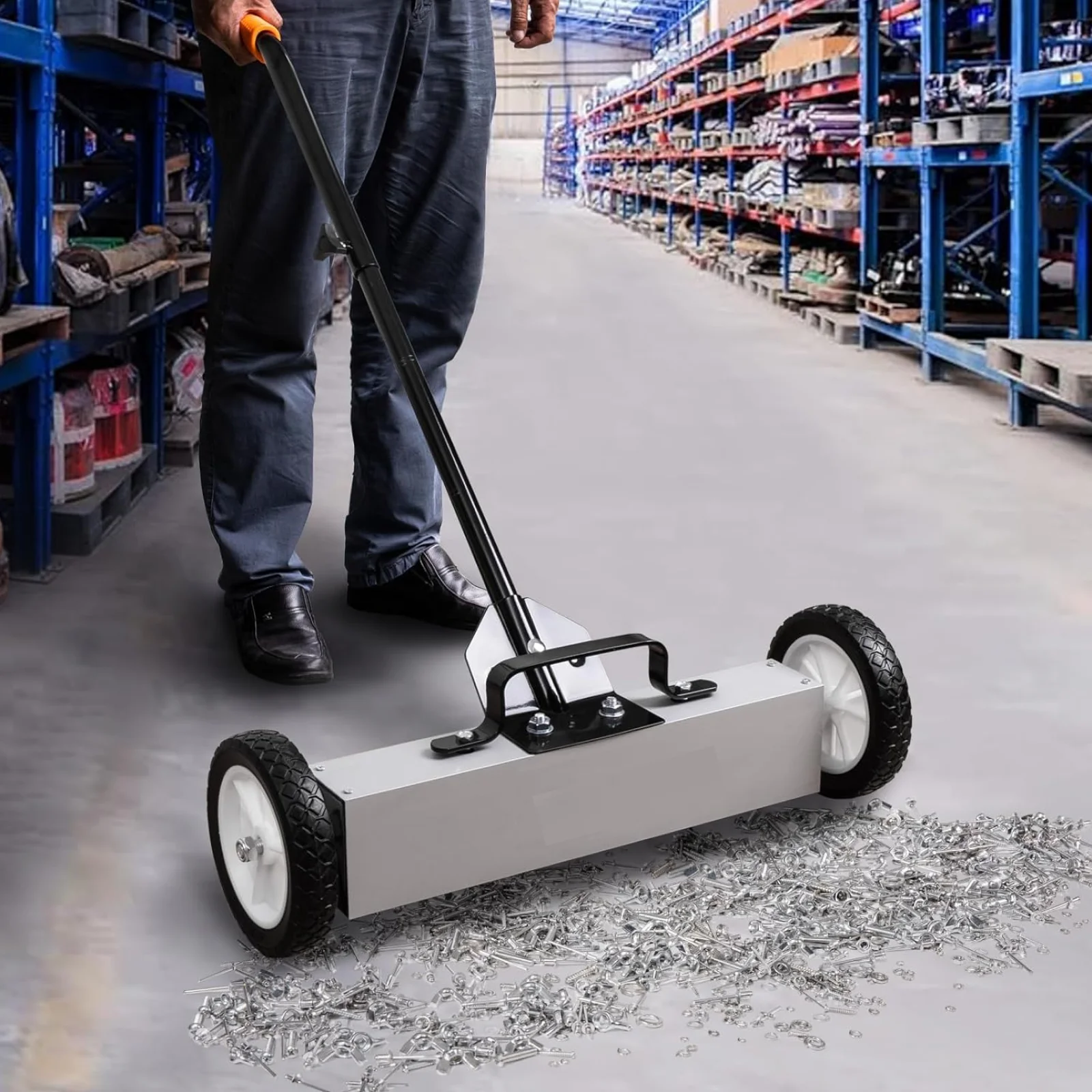 Magnetic Pickup Lawn Sweeper Broom Metal Cleaning Tool Iron Chip Collector Cart for Garden Yard Home Garage  JJ3414