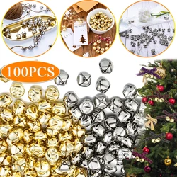 100Pcs/lot Christmas Gold Silver Jingle Bells Diy Charms Craft Metal Bells for Wreath Home Festival Wedding Xmas Tree Decoration