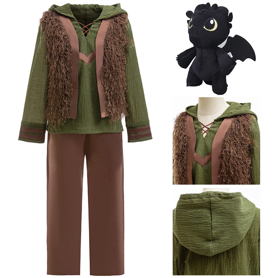 

Boys Train Dragon Long Sleeved Pants Vest Set Kids Vikings Hiccup Horrendous Haddock Cartoon Cosplay Birthday Halloween Outfits