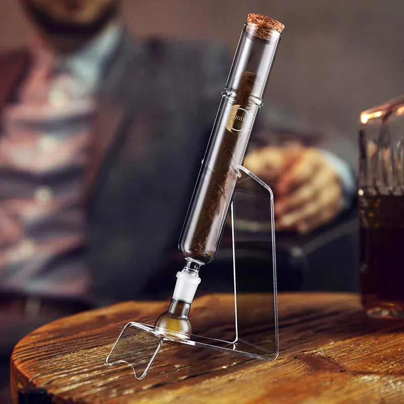 

Glass Cigar Tubes Humidor Set, Cigar Flavor Infuser, Ball Base & Wooden Plug,Cigar Incense Glass Tube Set, Halloween for Men