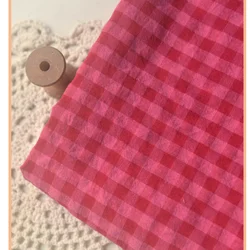 Rose Seersucker Polyester Cotton Plaid Fabric For DIY Dress Shirt Short Pants Upper Clothes Children Cloth Cardigan Material, M3