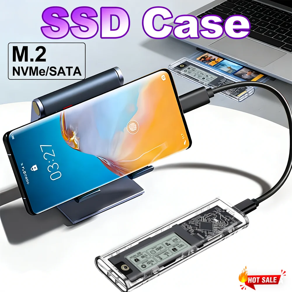 

M.2NVME/NGFF Dual Protocol Solid State Drive Case Stable Transit Digital Display Drive Case External M.2 Adapter SL-TN10-P-AC