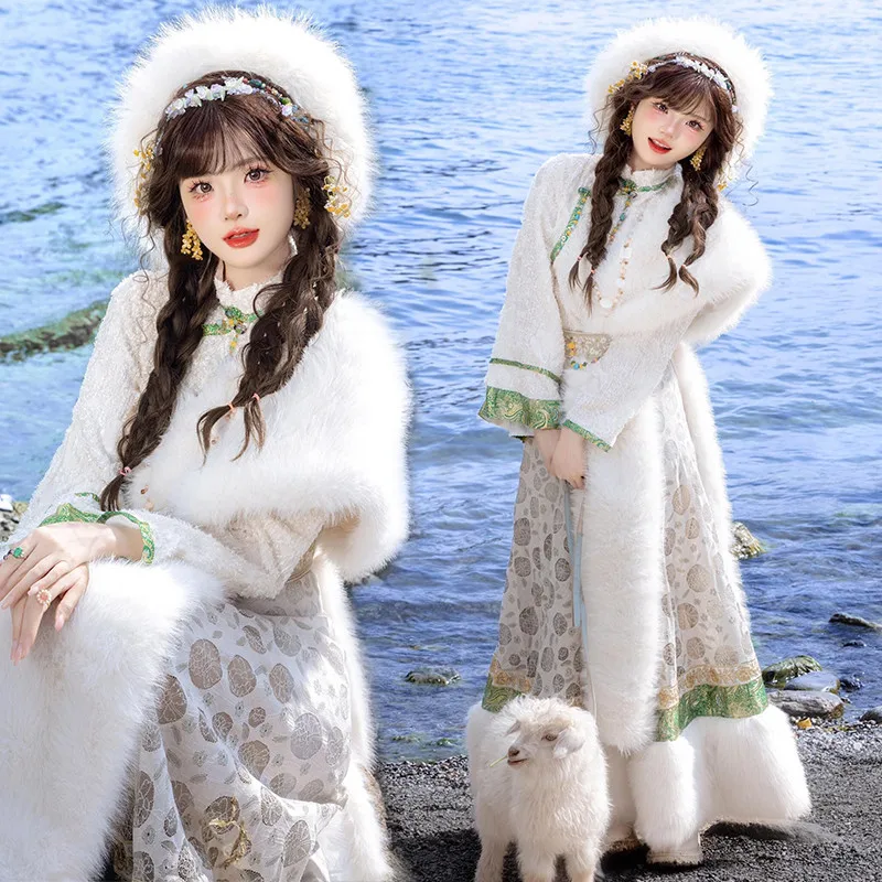 

New Women's Tibetan Costume Spring Autumn Dance Ethnic Sle Lhasa Outfit Travel Photoaphy Stage Performance Traditional Wear