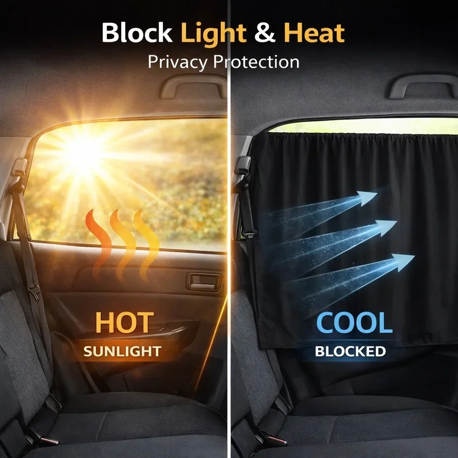 Car Privacy Curtain Window Shade Blackout Sunshade for Travel Camping Sleep Vehicle Side Window Cover Interior Accessories view 4
