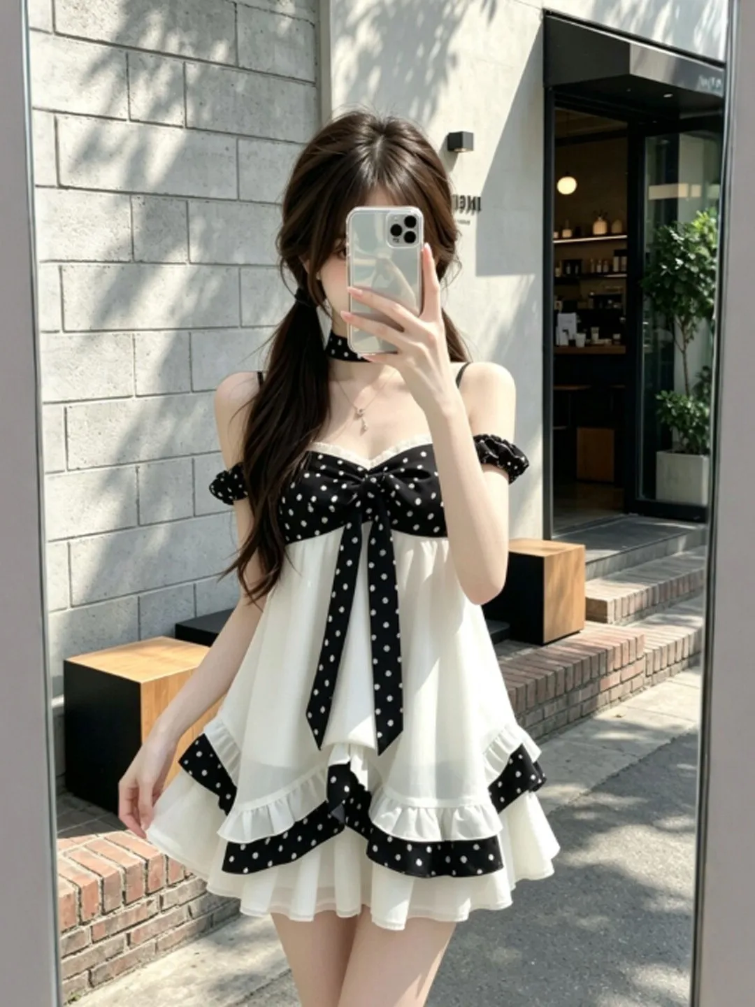 

Unique Shoulder One-Piece Top And Skirt Set Women's Fashion Summer Outfit Comfortable Short Sleeve round Neck Dress