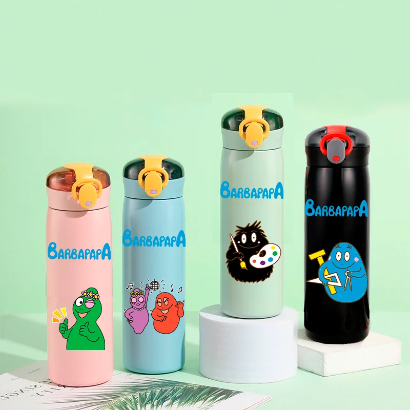 460ML Barbapapa Cartoon Stainless Steel Insulated Cup Portable Outdoor Leak Proof Water Bottle Student Sport Travel Water Bottle