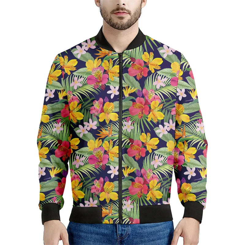 NONE Lilie Narzissen Blumenmuster Reißverschluss Jacke 4