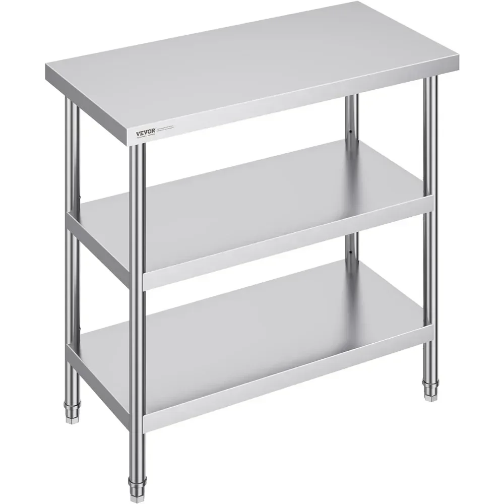 

BestsellerCommercial Grade Stainless Steel Prep Table, 18 x 36 x 34, with Adjustable Shelves for Kitchen Use
