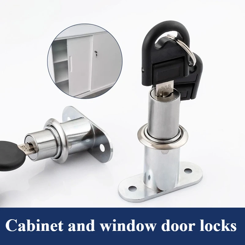 Sliding Door Lock for Cabinet Aluminum Alloy Glass Balcony Wood Door Screen Window Key Spring Lock