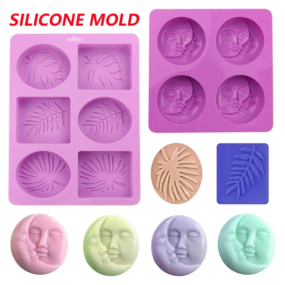 DIY Sleeping Moon Kids Baby Silicone Candle Mold Mother Sun\'s Face Aromatherapy Gypsum Drop Glue Mold Handmade Soap Mold