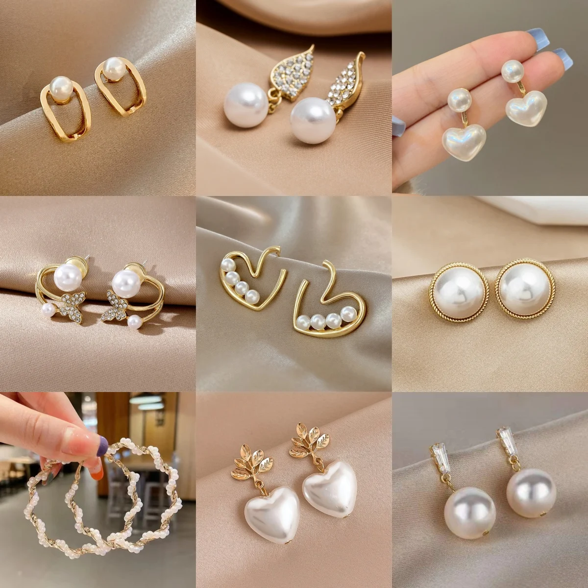 Heart Round Imitation Pearl Butterfly Leaf Tulip Flower Drop Earrings Women Wedding Geometry Jewelry Trend Creative Accessories