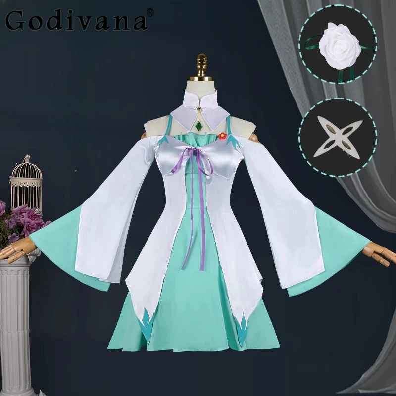 

Elf Ears Anime Dress Set for Halloween Party Ladies Zero Kara Hajimeru Isekai Seikatsu Cosplay Dress Women Headwear Dress Suit