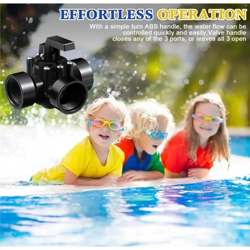 【Price Drop !!】For Pools For Pools And Spas Compatible 3 Way Swimming Pool Diverter Valve Replacement Positive Seal Black,1.5