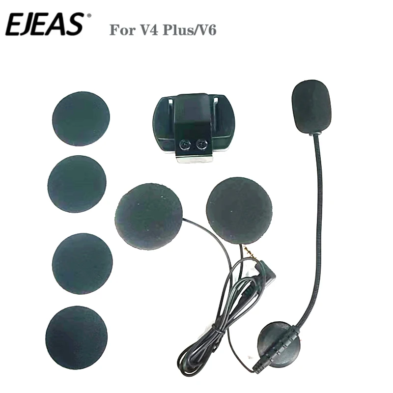 EJEAS Motorcycle Helmet Intercom Accessories 3.5mm Jack Headphone with Hard Microphone Clip For EJEAS V4 Plus/V6