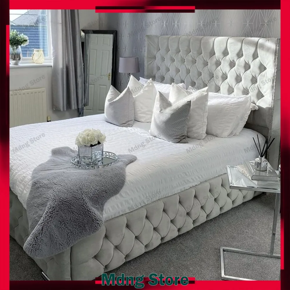 

Minimalist Luxury Beds Double Aesthetic Lounge Modern Bed Frame Upholstery Muebles Para Dormitorio Furniture Accessories