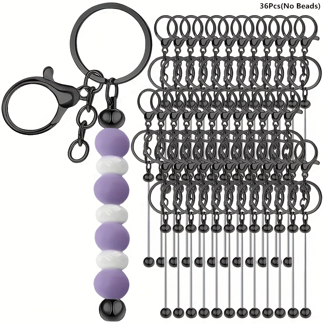 36PCS Keychain Strip Batch Beads Pendant Making Additions Backpack Decor Creative Gift Wholesale Durable Hardware Craft Supplies - view 3