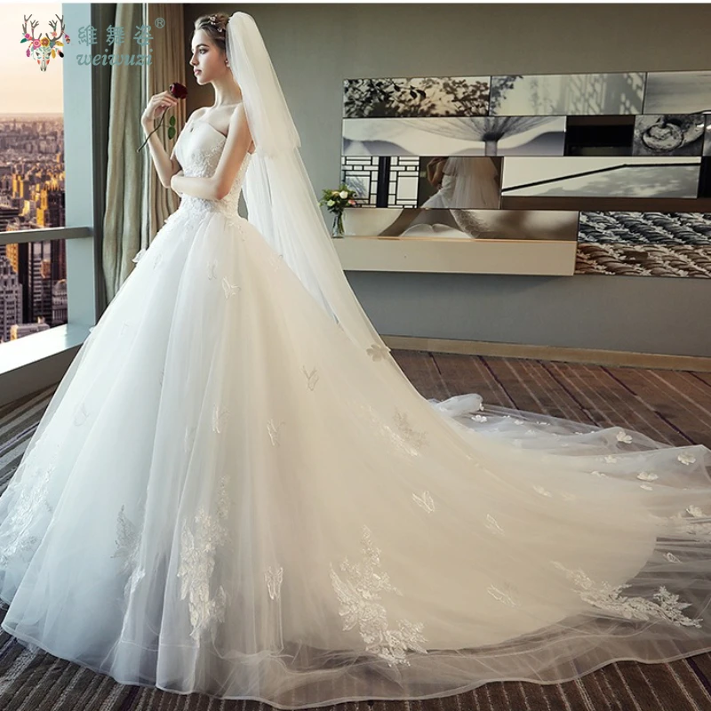 Luxo branco bordado renda arrastando vestido de noiva elegante sexy alças simples apliques até o chão vestidos de noiva