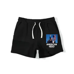 Summer men's handsome Charles popular Trump men's fitness comfortable patriotism breathable versatile black sports shorts